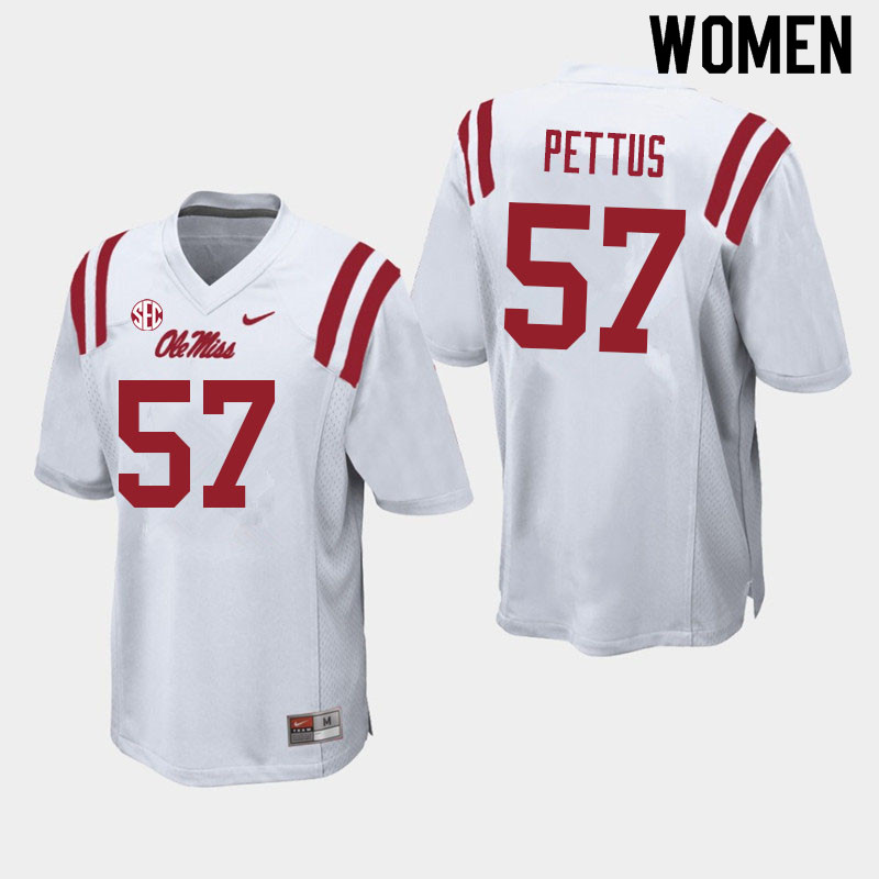 Micah Pettus Ole Miss Rebels NCAA Women's White #57 Stitched Limited College Football Jersey JGT6558DX